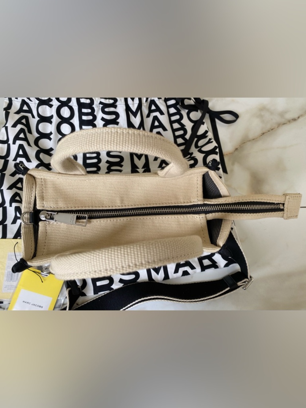 NWOT Marc Jacobs THE JACQUARD SMALL TOTE BAG Warm Sand and Black (10”Lx 5”Dx8”H) - Picture 6 of 17